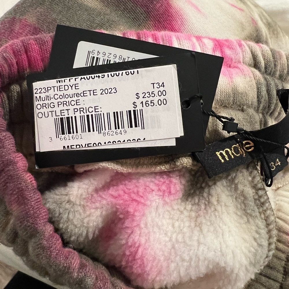 Maje Tie Dye Pink Green Women’s Sweatpants FR 34 US XS NWT - Picture 5 of 10